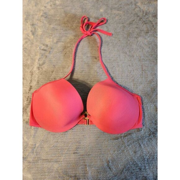 Victoria's Secret Size 36D Biofit Push Up Halter Bikini Top Pink - Picture 1 of 3